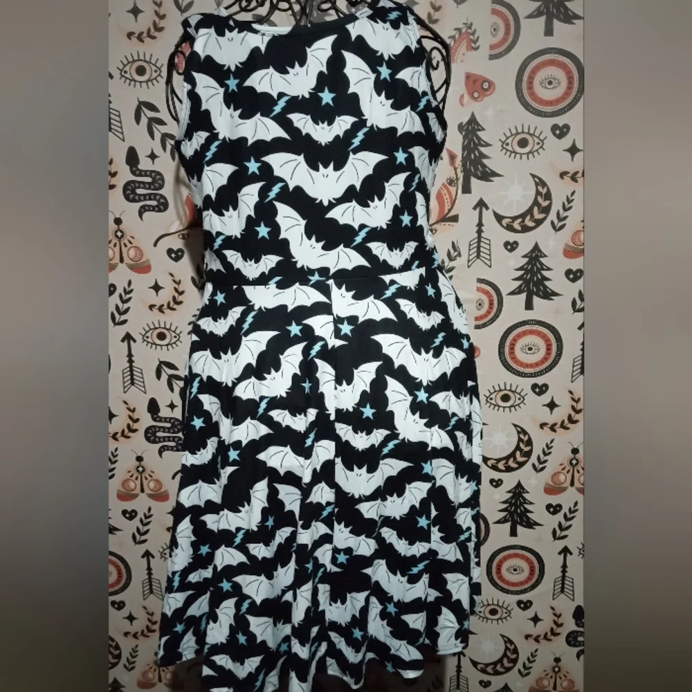 2/$10 Gothic Bats All Over Print Skater Dress Size Large_6